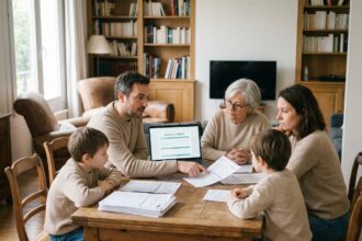 Famille multigenerations française autour d une table