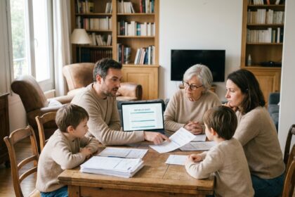 Famille multigenerations française autour d une table