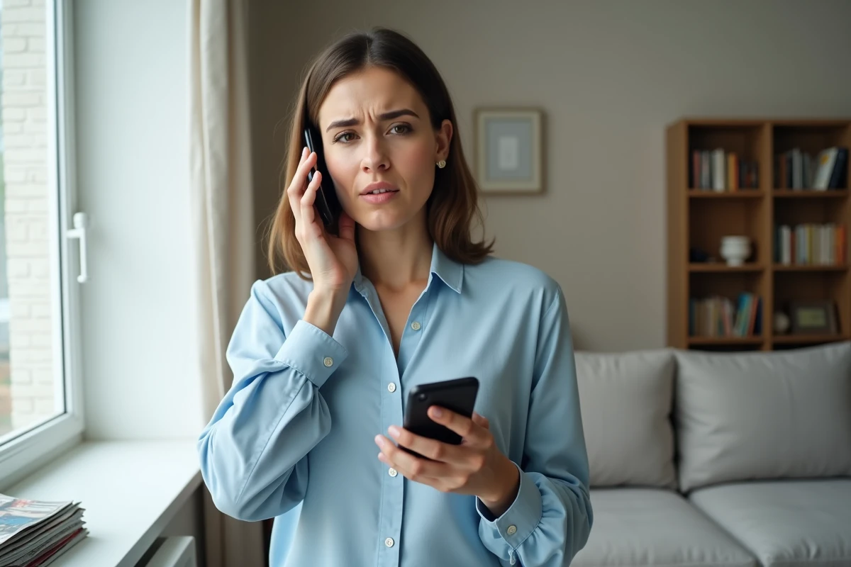 Femme au téléphone pour contacter le service client et résilier son abonnement à un magazine sans frais