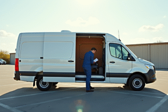 Fourgonnette blanche en plein jour inspection moteur