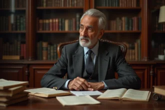 Médecin âgé en costume dans un bureau élégant