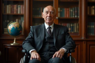 Homme d'un certain âge en costume dans un bureau élégant