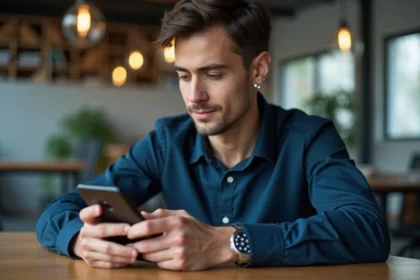 Jeune homme professionnel utilisant son smartphone pour un numéro espagnol