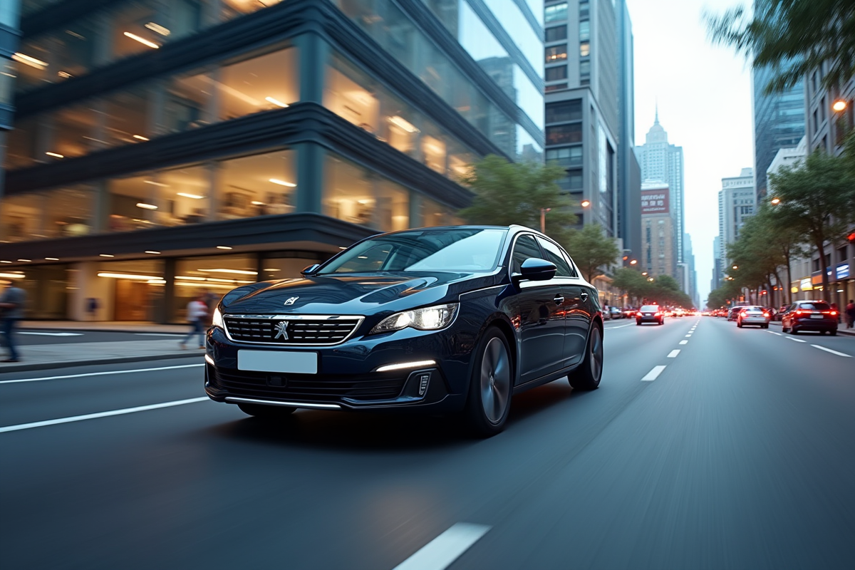 Peugeot 508 PSE en ville en mouvement en journée