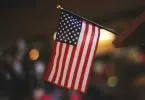selective focus photography of USA flaglet